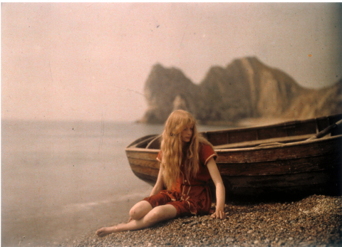 Christine in Red- Autochrome Image